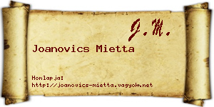 Joanovics Mietta névjegykártya
